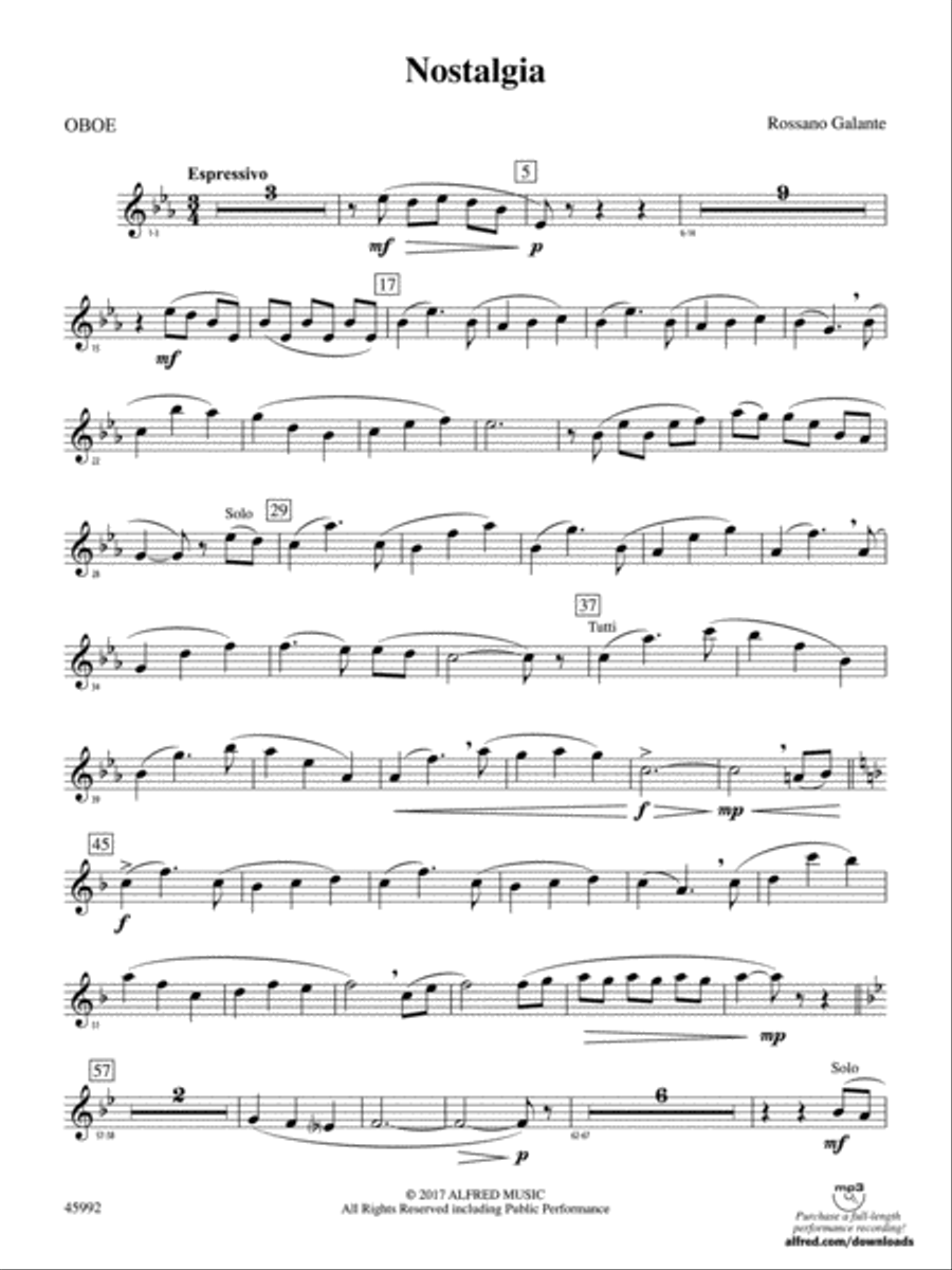 Nostalgia: Oboe Concert Band scores gallery preview page 1