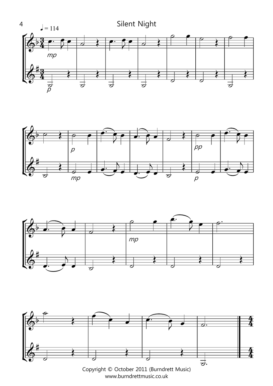 8 Christmas Duets for Flute And Clarinet Woodwind Duet scores gallery preview page 4
