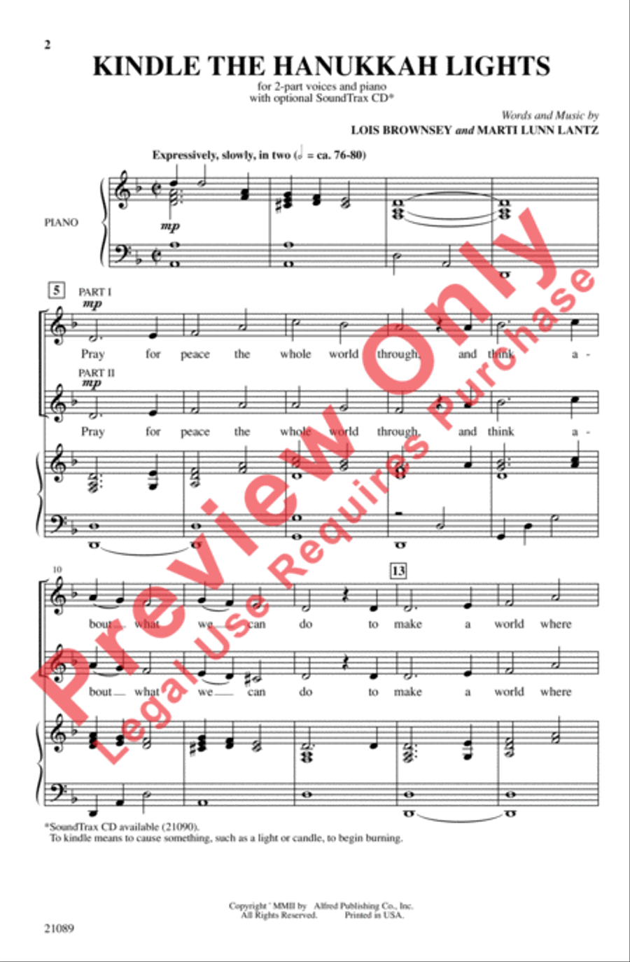 Kindle the Hanukkah Lights 2-Part scores gallery preview page 2
