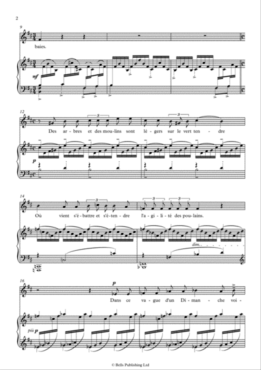 L'echelonnement des haies (B minor) Voice Solo scores gallery preview page 2