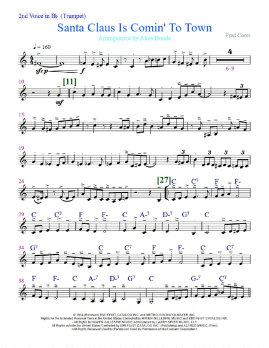 Santa Claus Is Comin' To Town Santa Claus Is Comin' To Town Small Ensemble scores gallery preview page 1