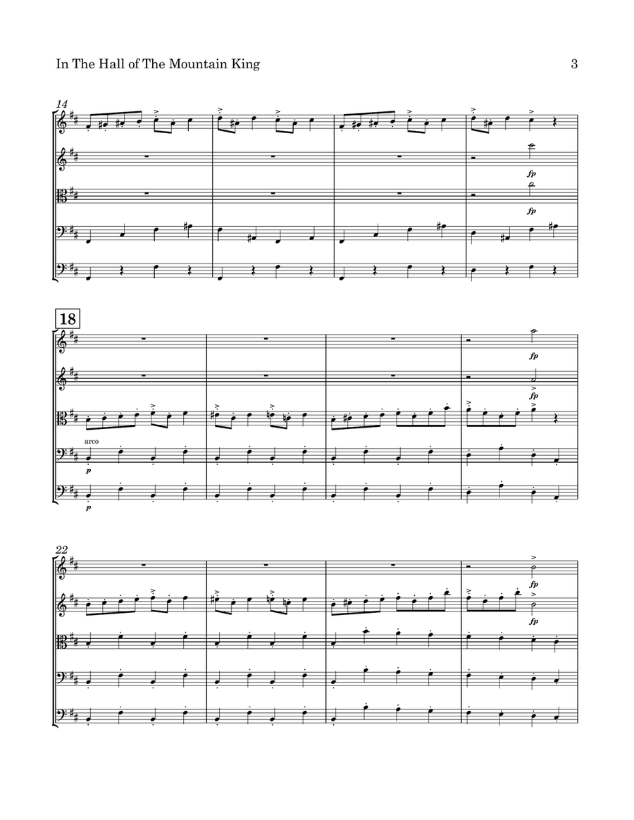 In The Hall Of The Mountain King String Quintet-Score and Parts String Orchestra scores gallery preview page 3