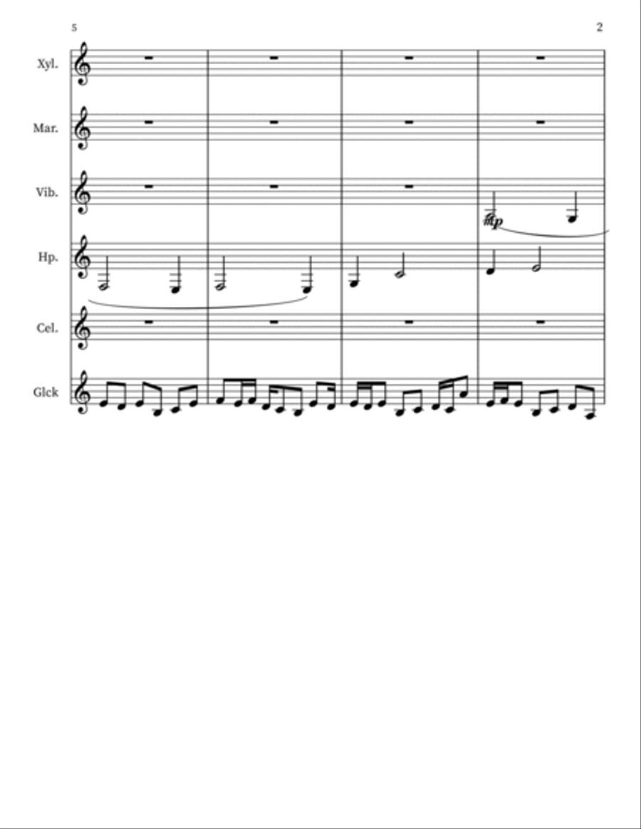 Waltz for Percussion Quartet, Harp & Celeste Small Ensemble scores gallery preview page 2