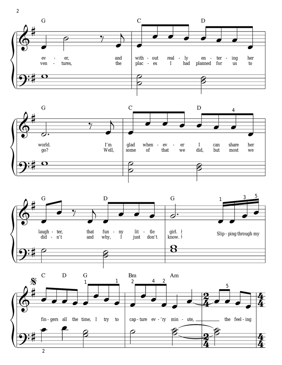 Slipping Through My Fingers Easy Piano scores gallery preview page 2