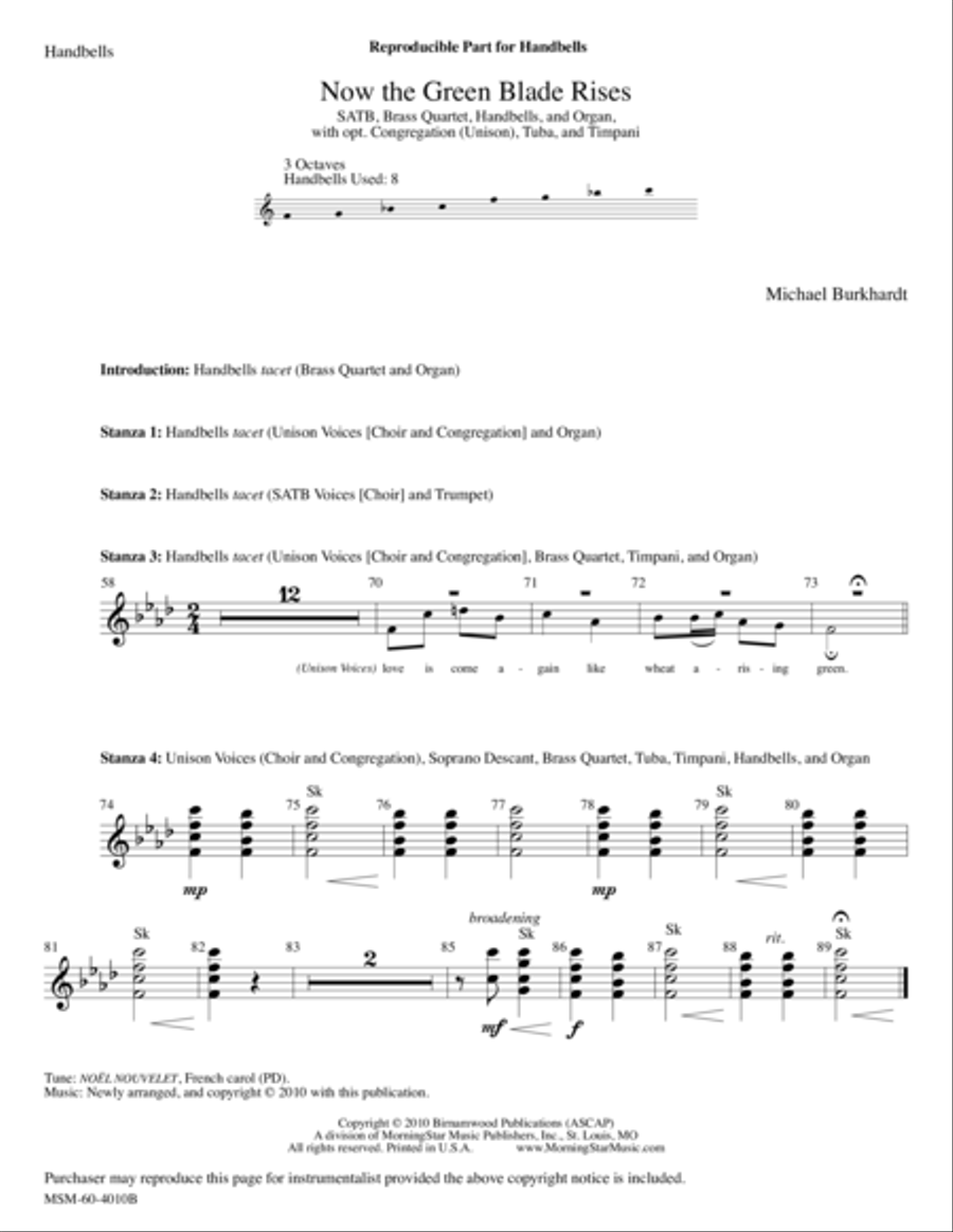 Now the Green Blade Rises Choir scores gallery preview page 1