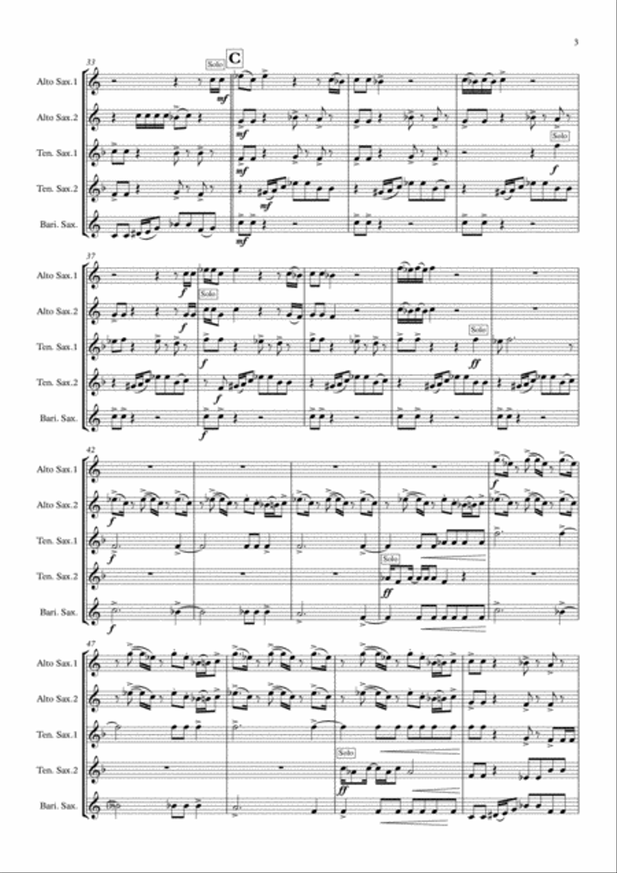 Ghostbusters Saxophone Quintet scores gallery preview page 3