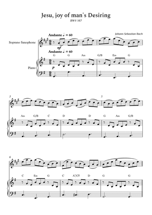 Jesu, Joy of Man's Desiring for Soprano Sax and Piano (Arpeggios With Chords) - Score and Parts