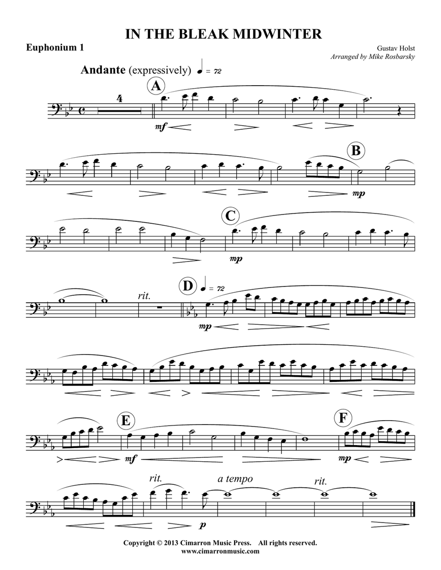 In the Bleak Midwinter by Gustav Holst Euphonium - Digital Sheet Music page 4