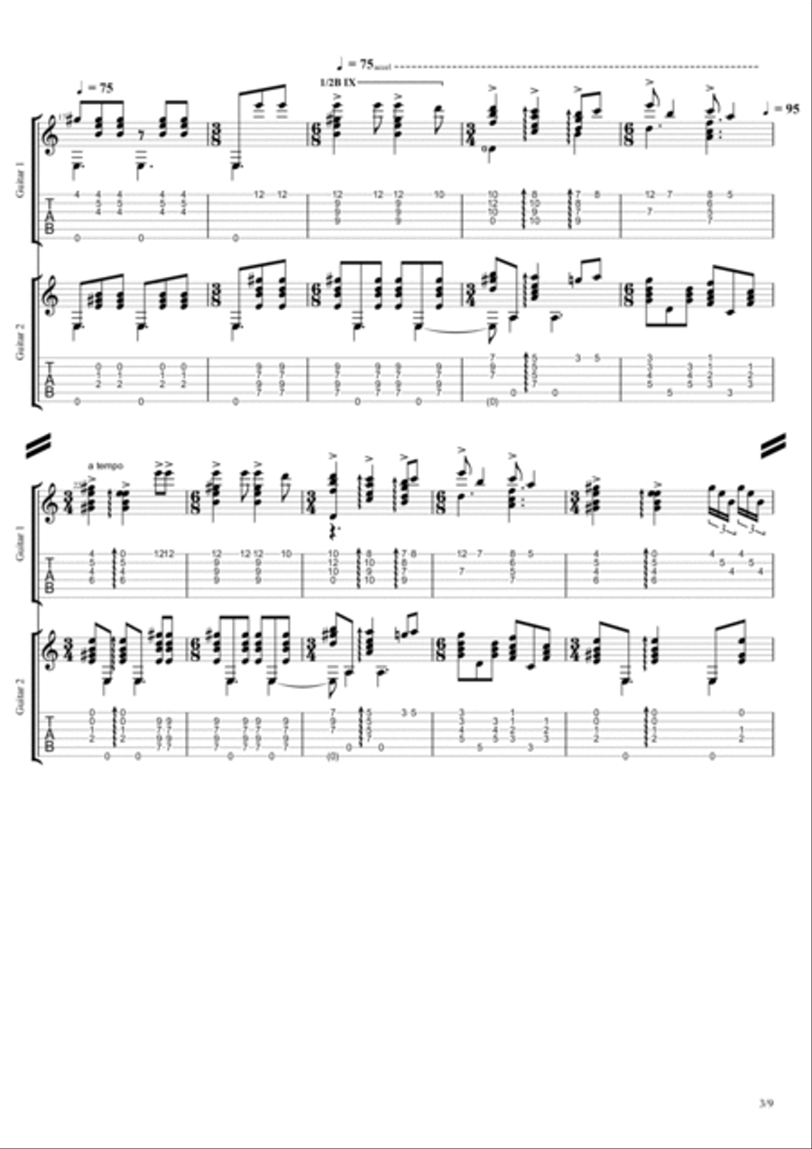 El Vito (Paco de Lucia / Ricardo Modrego version) guitar duo SCORE + TAB Acoustic Guitar scores gallery preview page 3