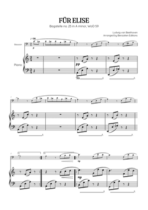 Beethoven • Für Elise / Pour Elise • bassoon & piano sheet music