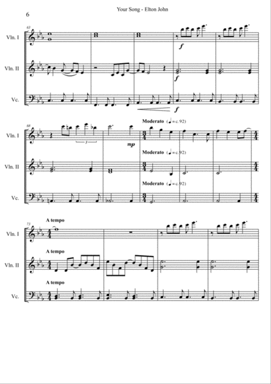 Your Song String Trio scores gallery preview page 6