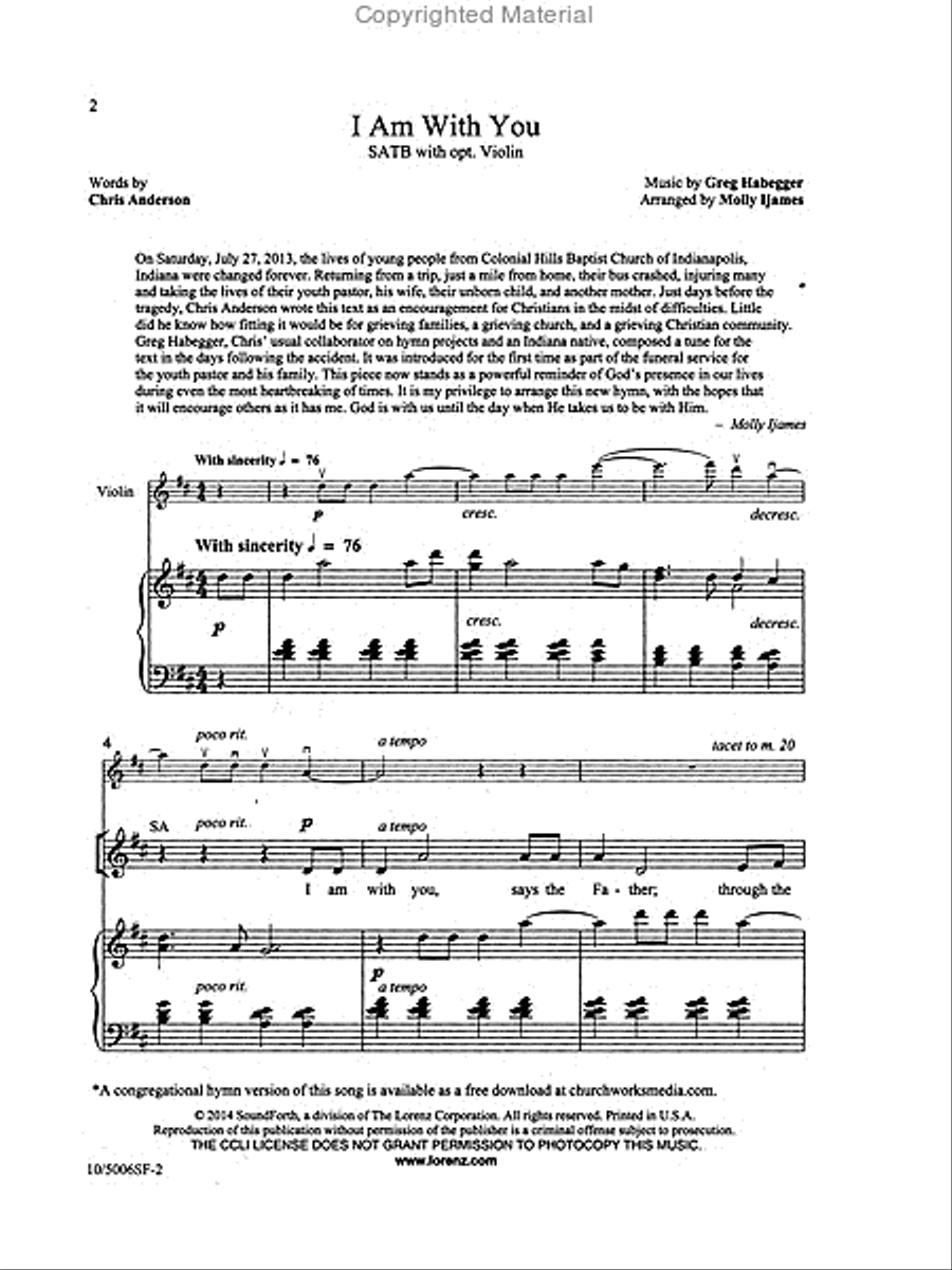 I Am With You 4-Part scores gallery preview page 2