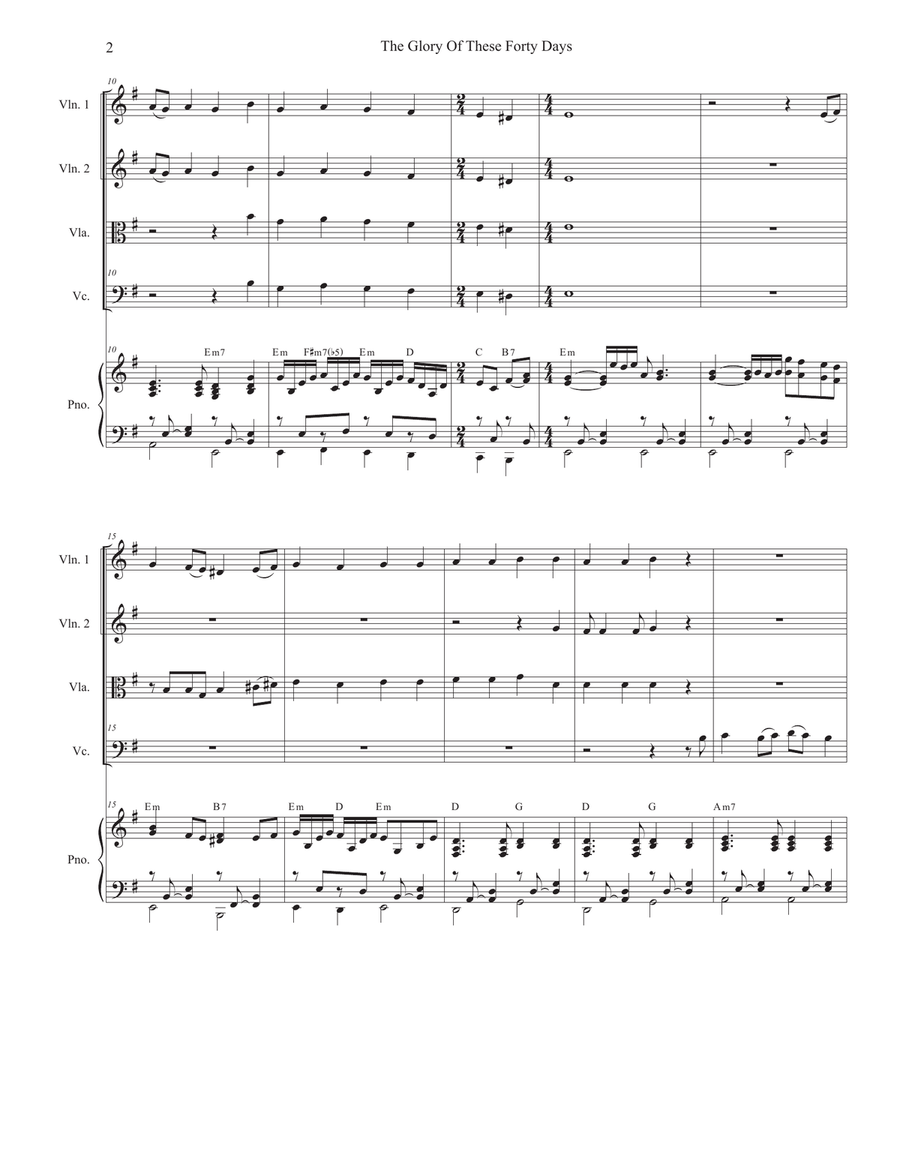 The Glory Of These Forty Days (String Quartet and Piano) String Quartet scores gallery preview page 2