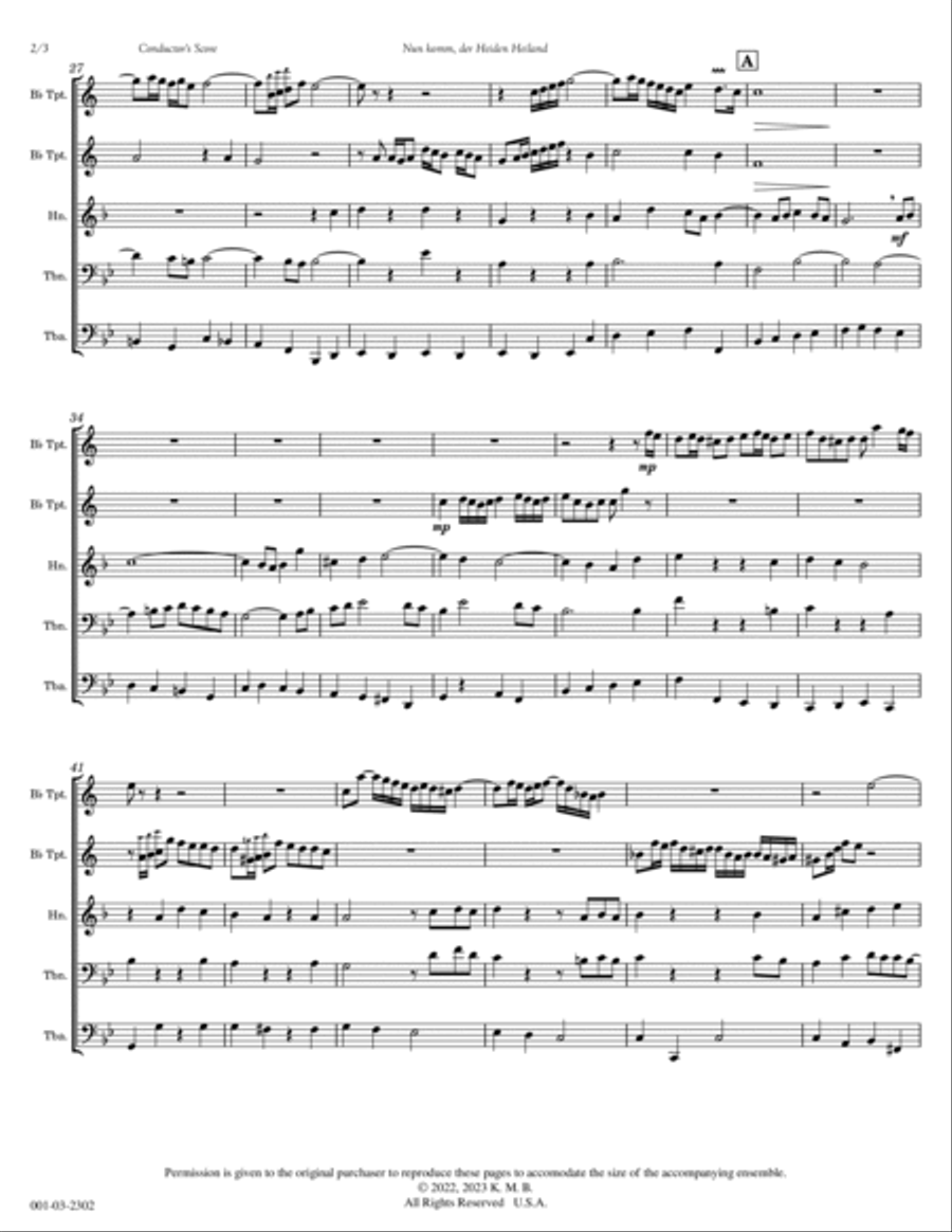 Nun komm, der Heiden Heiland, BWV 659 Chamber Music scores gallery preview page 3