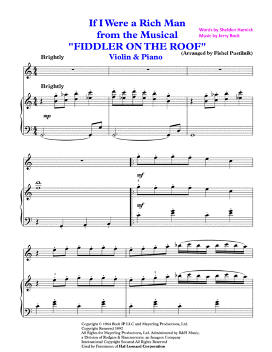 If I Were A Rich Man String Duet scores gallery preview page 2