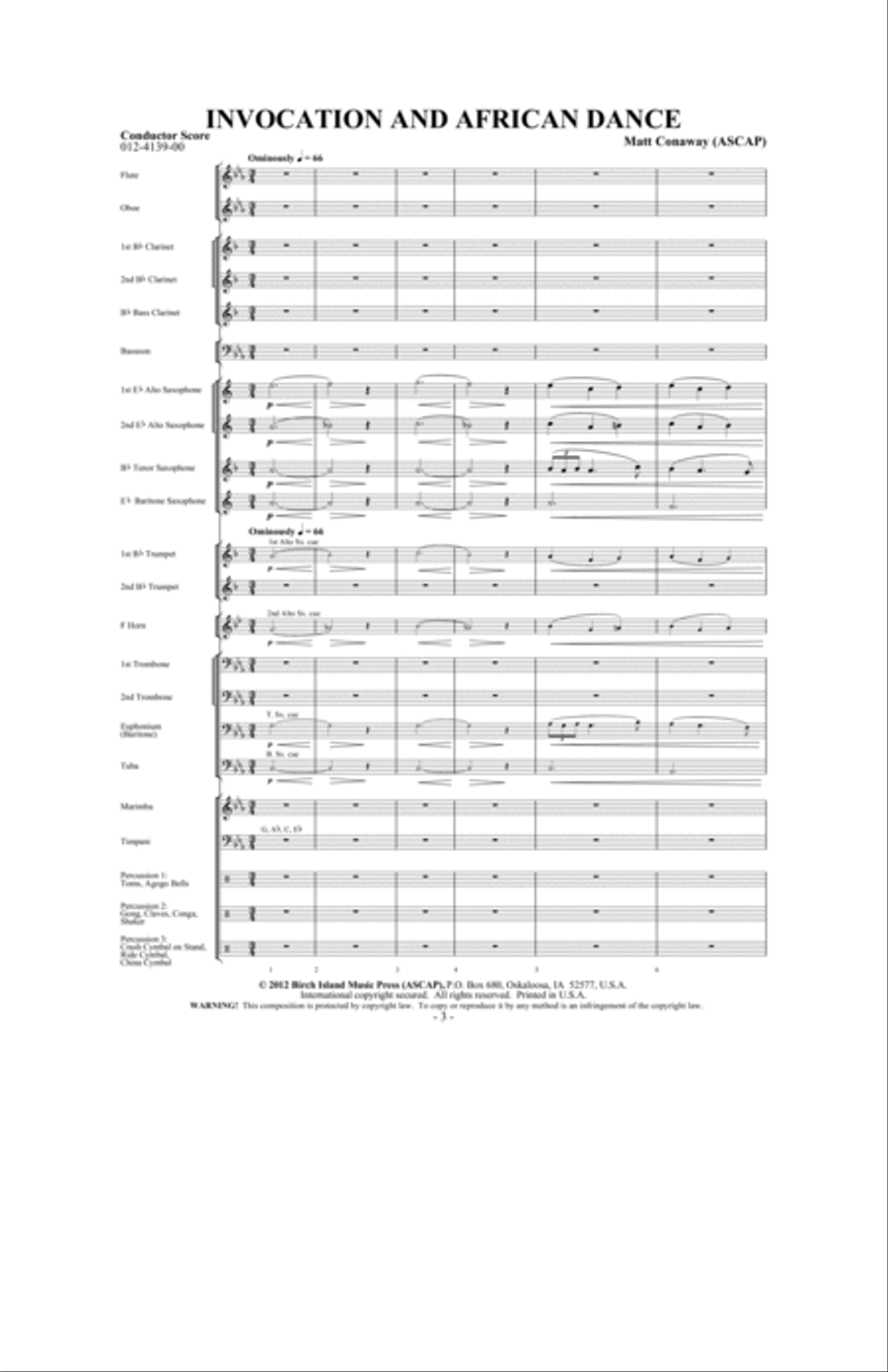 Invocation and African Dance Concert Band scores gallery preview page 2
