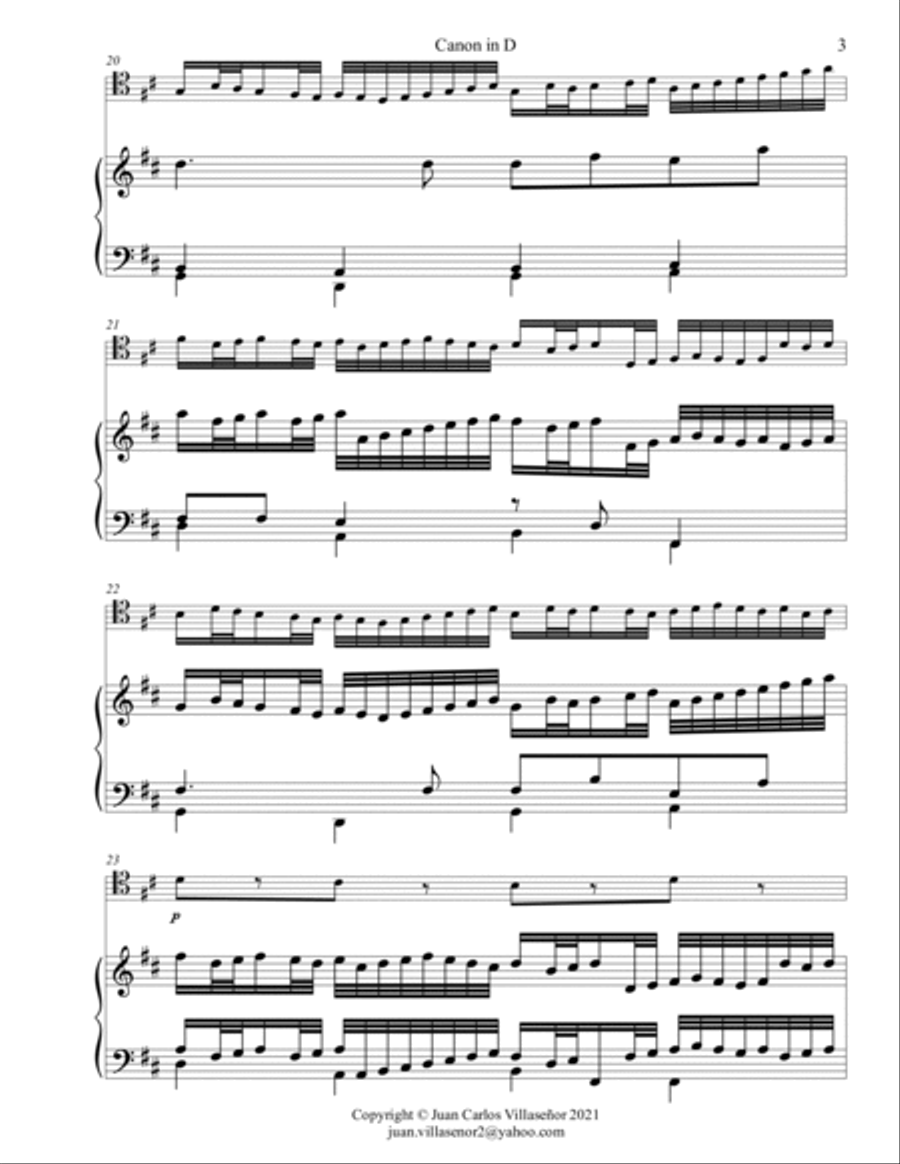 Canon in D - piano part - (Arr. Bassoon and Piano) Small Ensemble scores gallery preview page 3