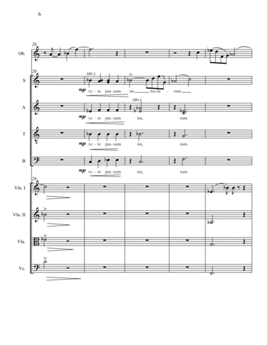 Ave Verum for SATB with String Quartet and Oboe 4-Part scores gallery preview page 6