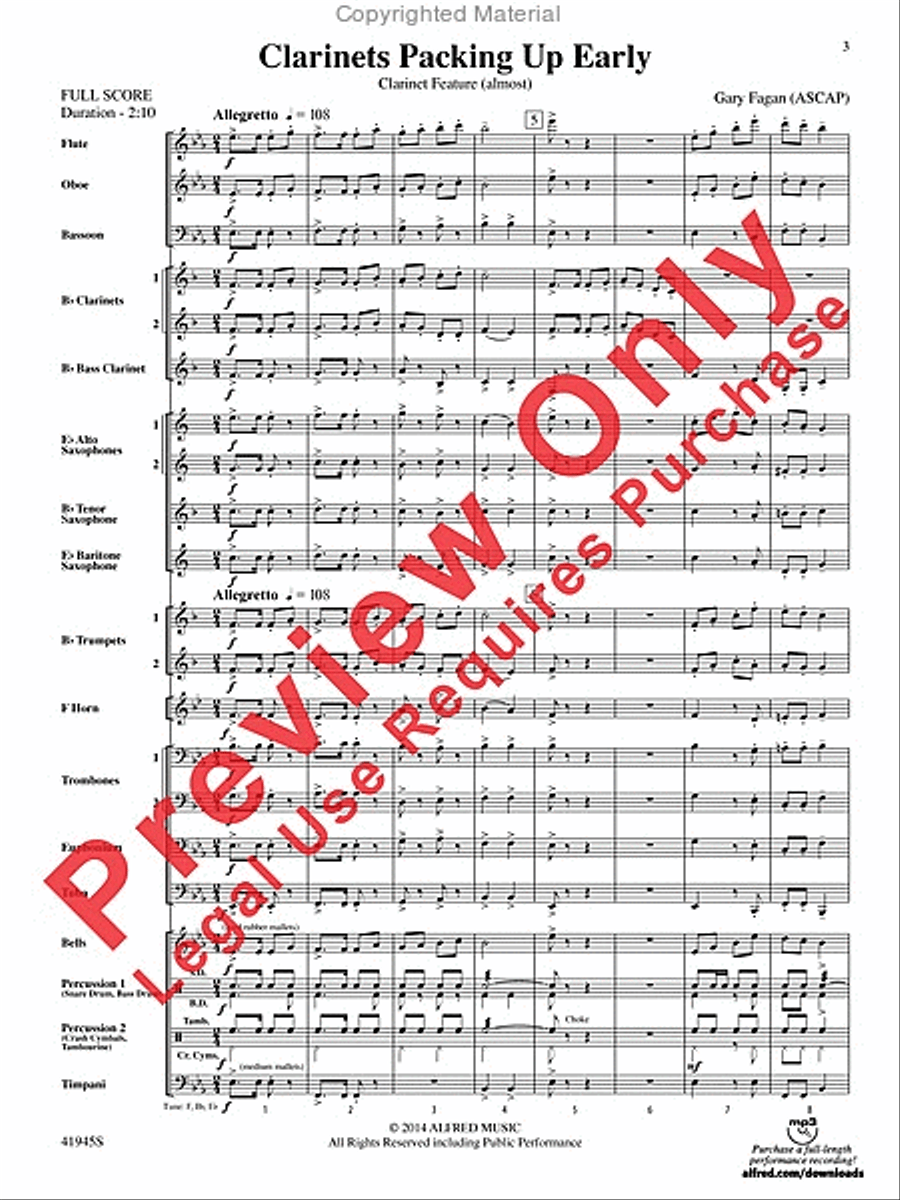 Clarinets Packing Up Early Concert Band scores gallery preview page 4