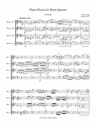 Book cover for Three Pieces for Horn Quartet