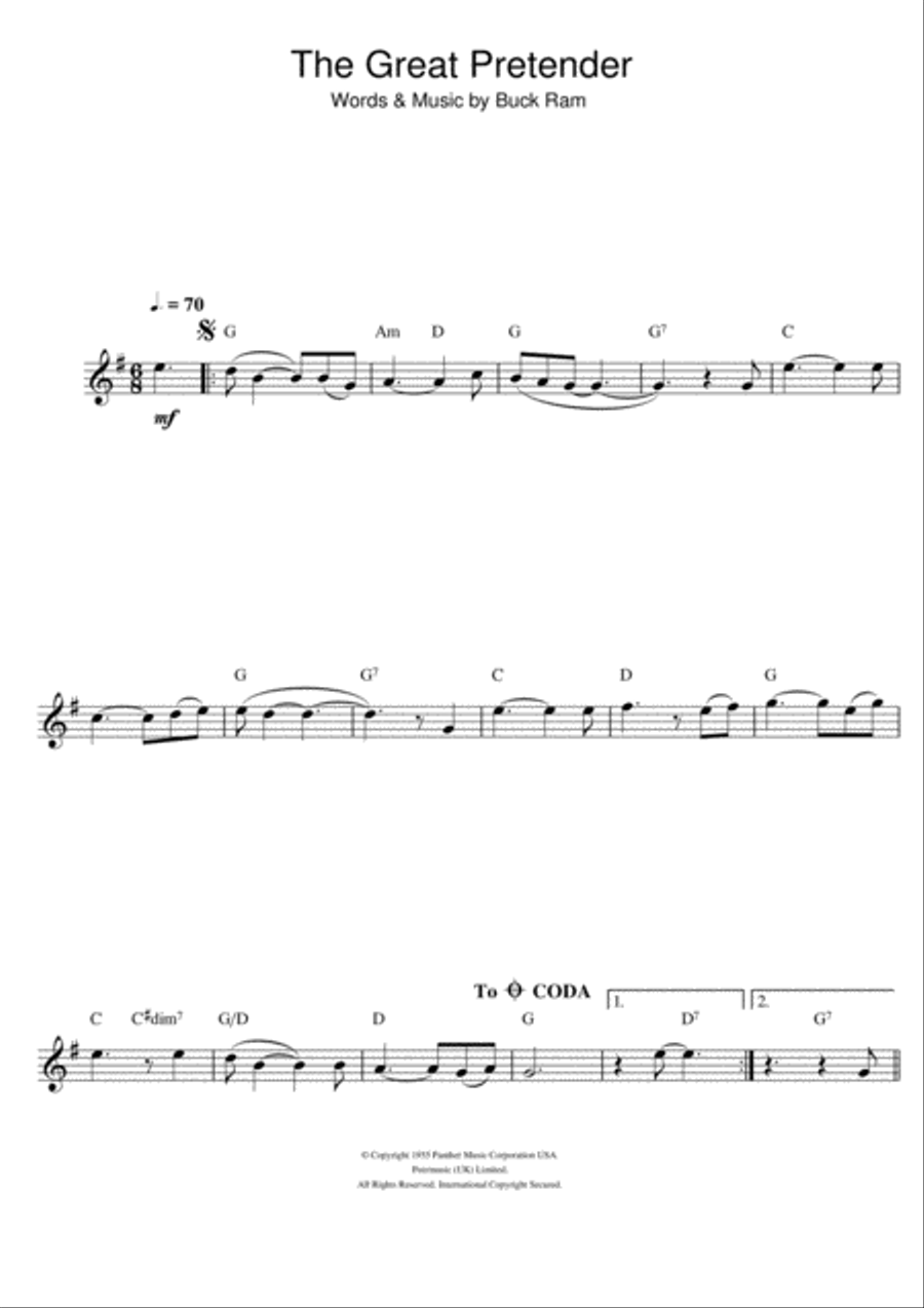 The Great Pretender Flute Solo scores gallery preview page 1