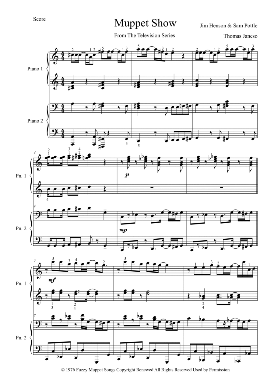 The Muppet Show Theme 1 Piano, 4-Hands scores gallery preview page 1