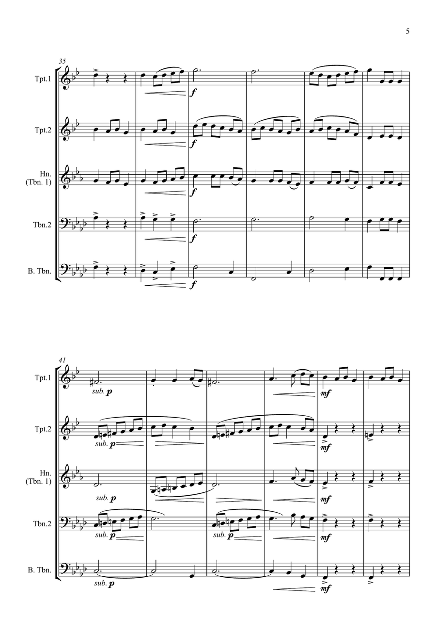 Fantasia on the Ukrainian Bell Carol - for Brass Quintet Brass Quintet scores gallery preview page 5