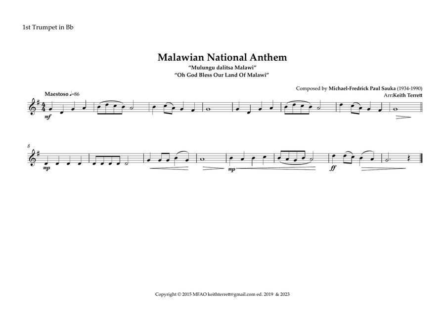 Malawi National Anthem for Brass Quintet (World National Anthem Series) Brass Quintet scores gallery preview page 5