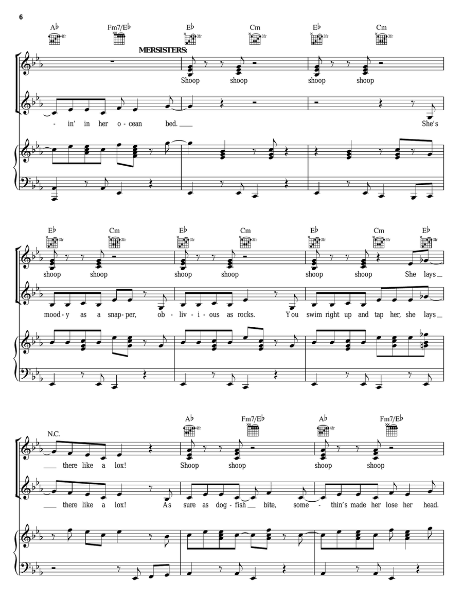 She's In Love (from The Little Mermaid: A Broadway Musical) Piano, Vocal, Guitar scores gallery preview page 6