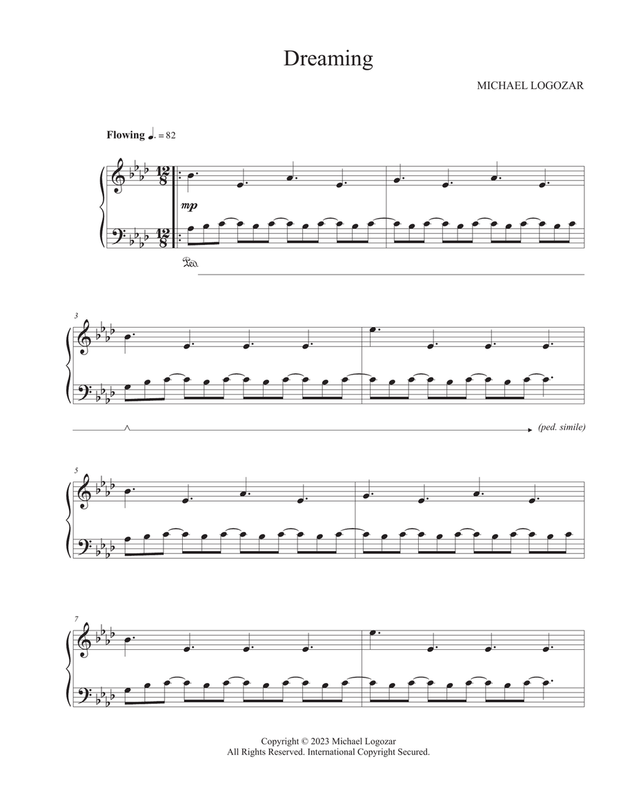 Dreaming (Sunrise Album Version) Piano Solo scores gallery preview page 1