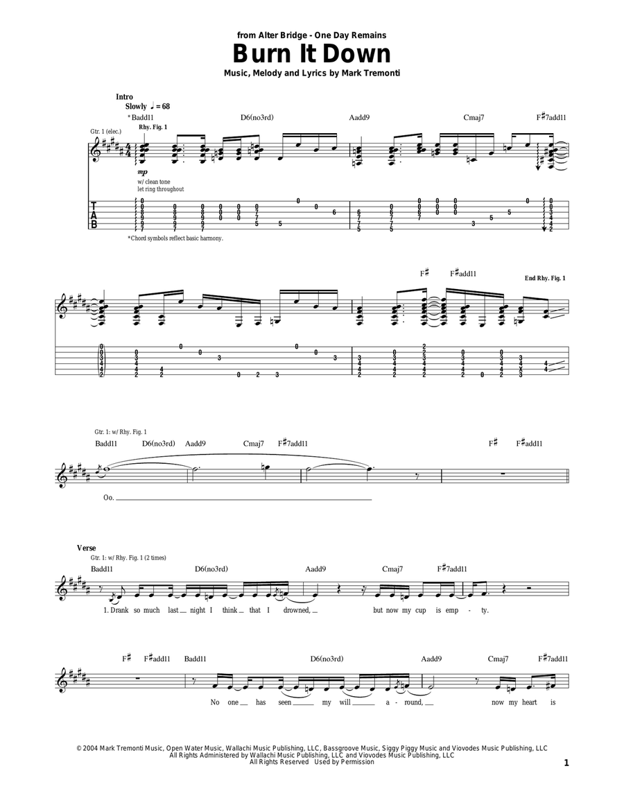 Burn It Down Burn It Down Acoustic Guitar scores gallery preview page 1