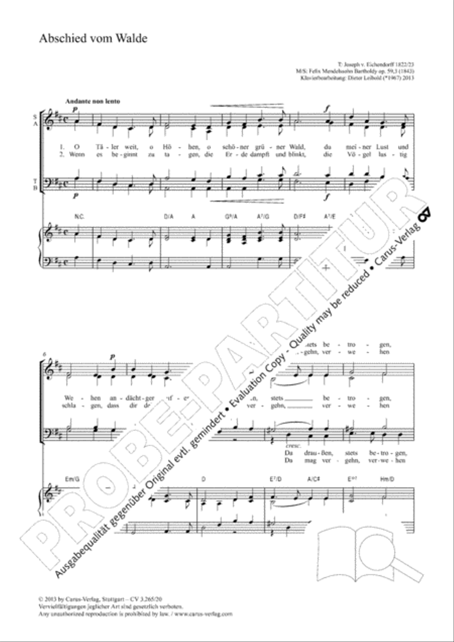 Abschied vom Walde 4-Part scores gallery preview page 2