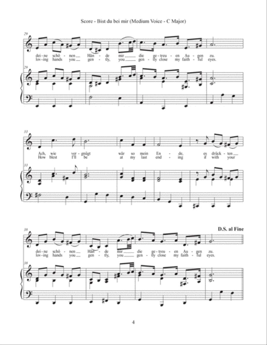 Bist du bei mir (Medium Voice with Keyboard and Optional Instruments) Medium Voice scores gallery preview page 4