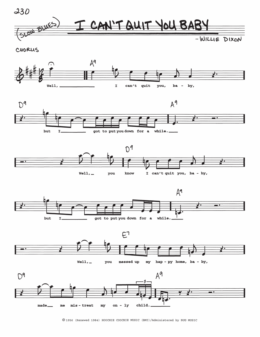 I Can't Quit You Baby I Can't Quit You Baby Voice scores gallery preview page 1