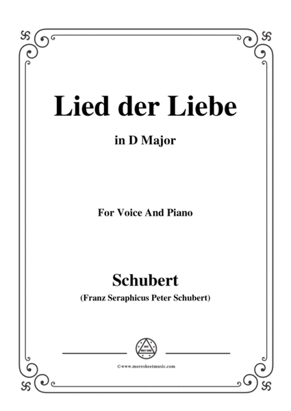 Schubert-Lied der Liebe,in D Major,for Voice and Piano image number null