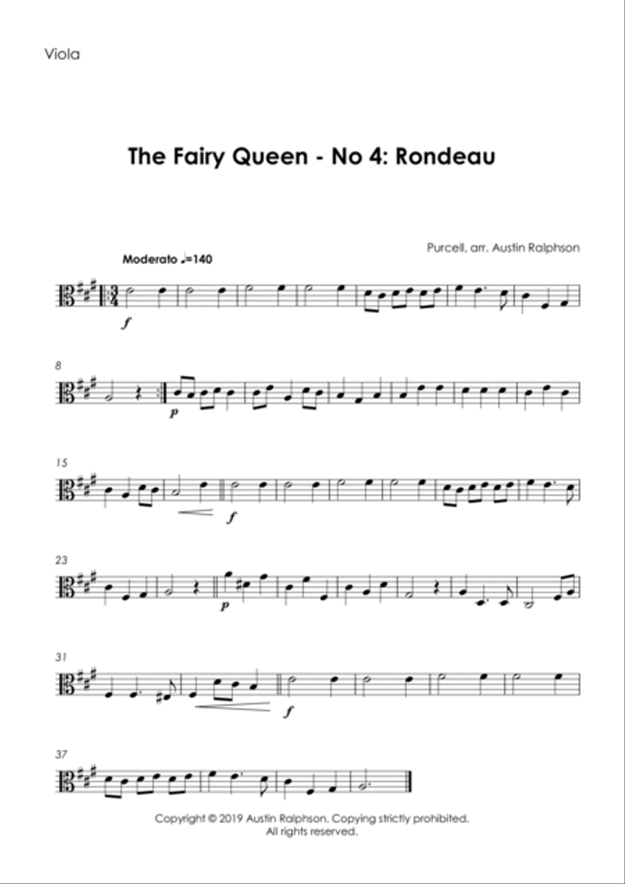 The Fairy Queen (Purcell) No.4: Rondeau - string quartet String Quartet scores gallery preview page 4