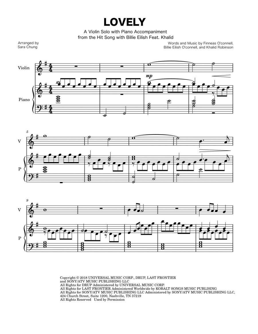 Lovely Violin Solo scores gallery preview page 1
