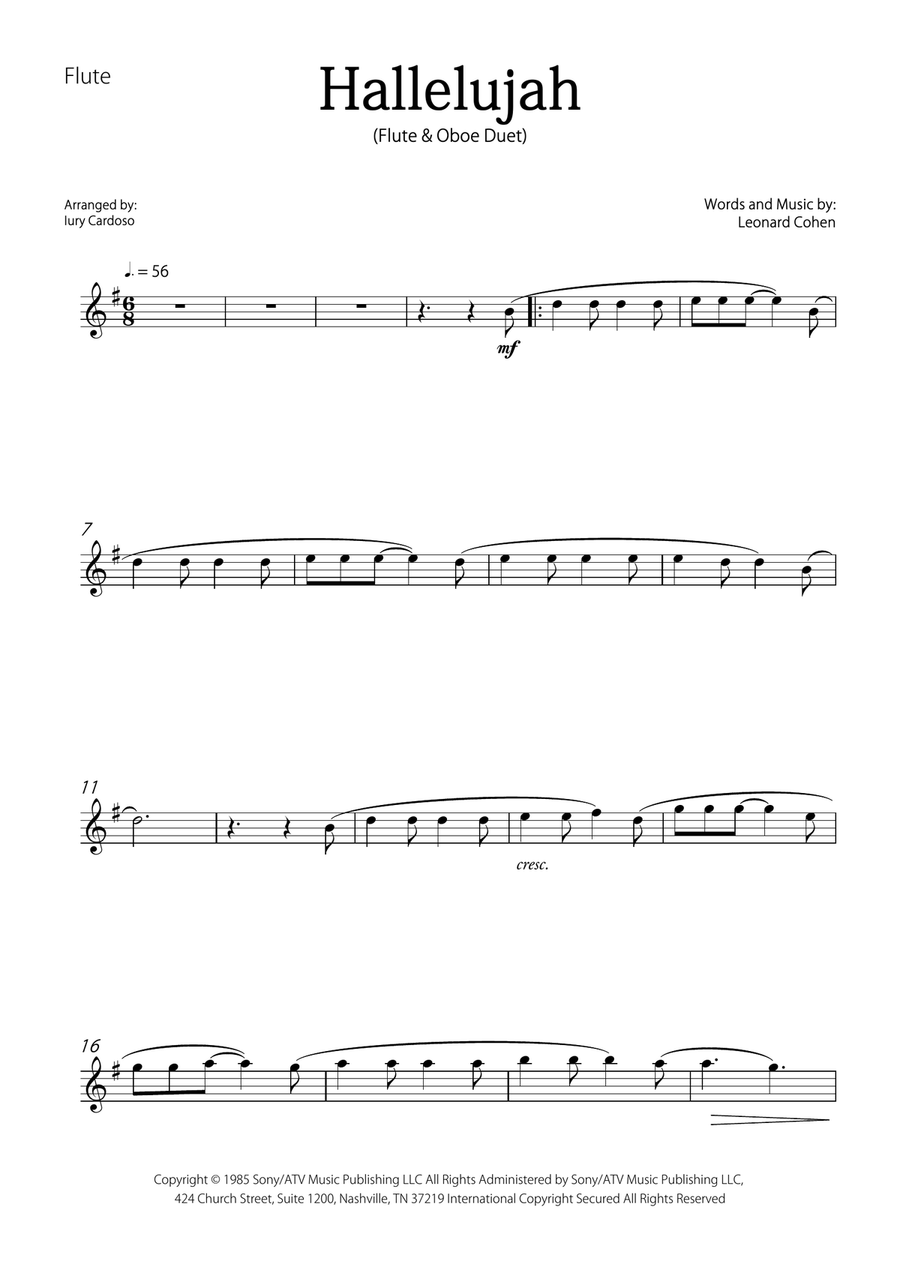 Hallelujah Woodwind Duet scores gallery preview page 4
