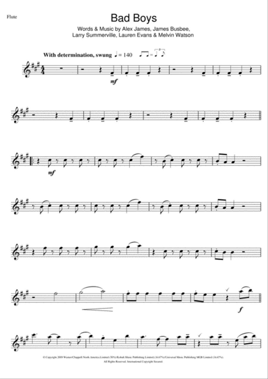 Bad Boys Bad Boys Flute Solo scores gallery preview page 1