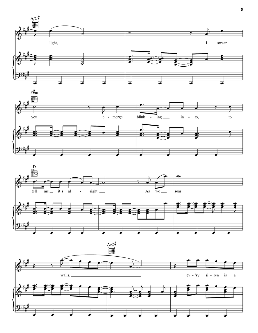 Every Teardrop Is A Waterfall Piano, Vocal, Guitar scores gallery preview page 5