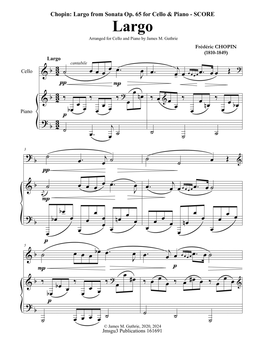 Chopin: Largo from Op. 65 for Cello & Piano image number null
