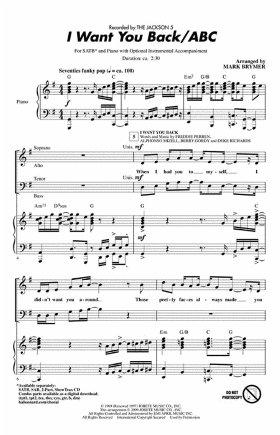 I Want You Back/ABC I Want You Back/ABC Choir scores gallery preview page 2