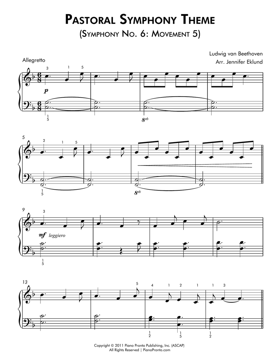 Pastoral Symphony Theme (Movement 5) (Piano Solo with Music History Lesson) Piano Method scores gallery preview page 2