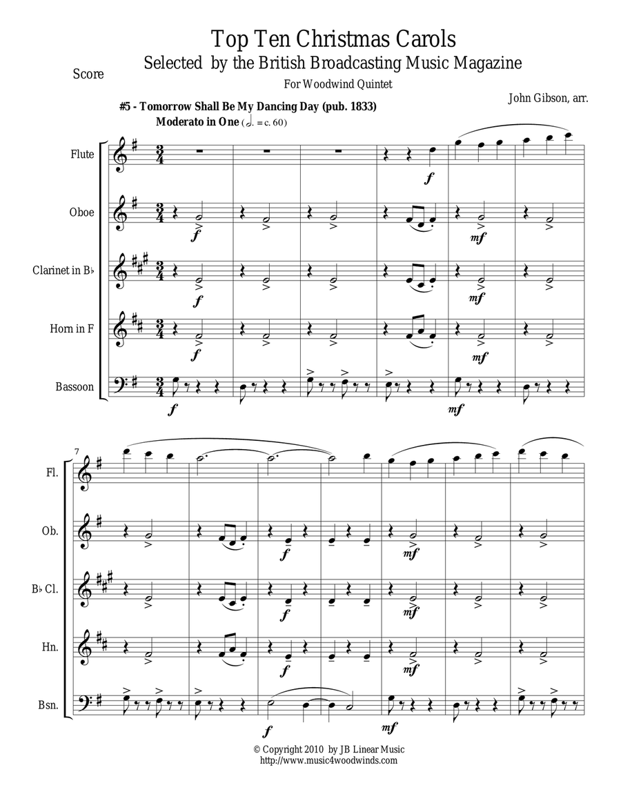Tomorrow Shall be My Dancing Day for woodwind quintet Woodwind Quintet scores gallery preview page 1