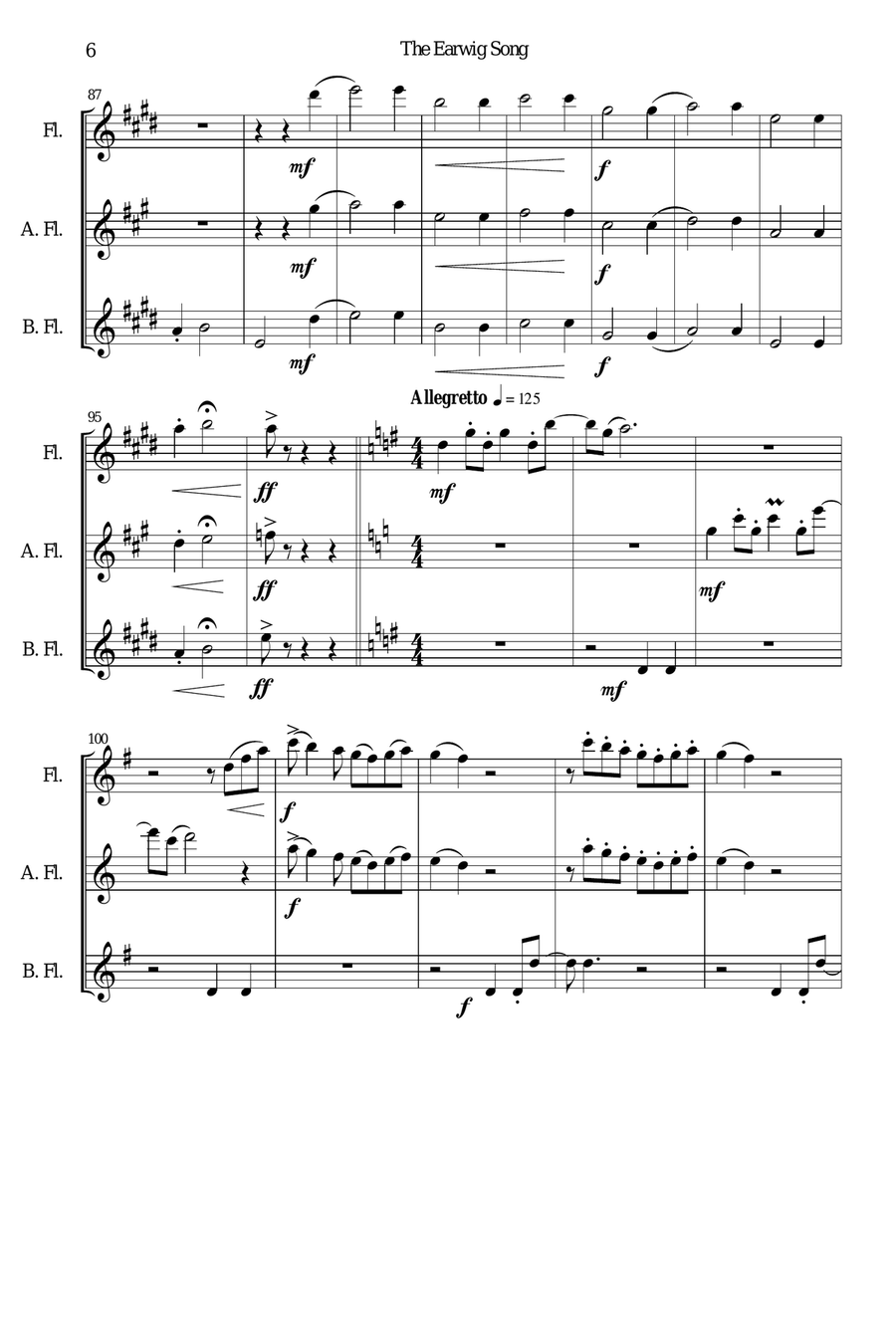 The Earwig song flute trio (SAB) 3-Part scores gallery preview page 6