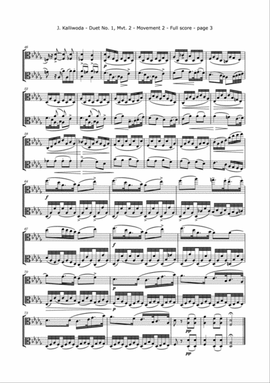 Kalliwoda, J. - Duet No.1, Mvt. 2, Op. 70 for Two Violas String Duet scores gallery preview page 4