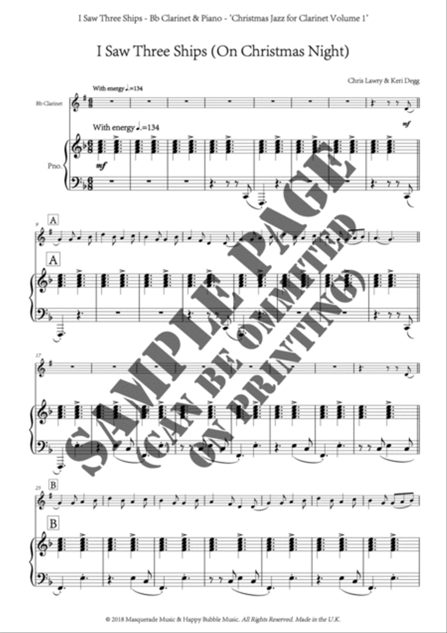 Christmas Jazz Volume 1 for Bb Clarinet; Five Christmas/Holiday pieces in Jazz Styles B-Flat Clarinet scores gallery preview page 6