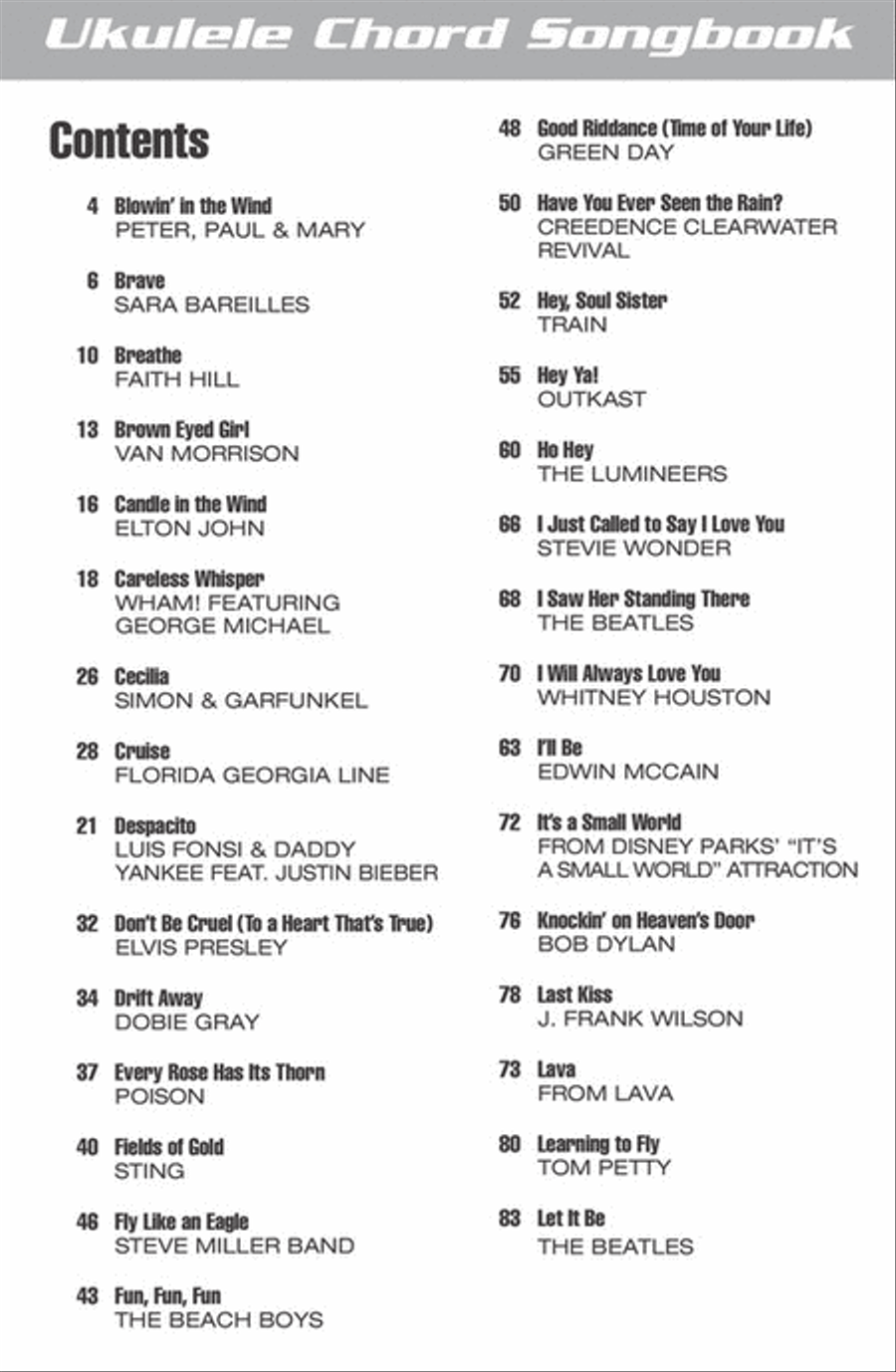 Four Chord Songs Ukulele scores gallery preview page 2