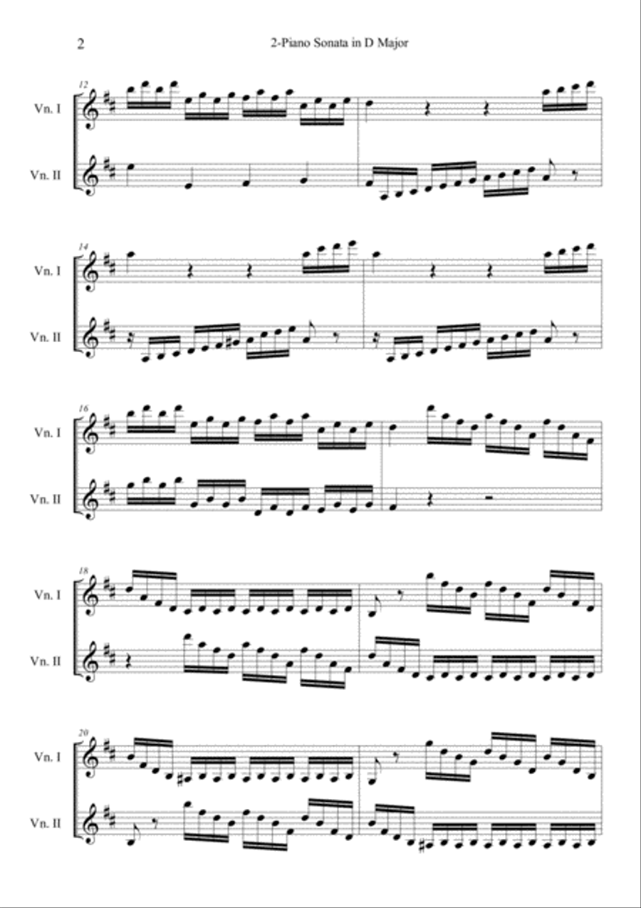 2 Piano Sonata in D Major K.448 Violin scores gallery preview page 2