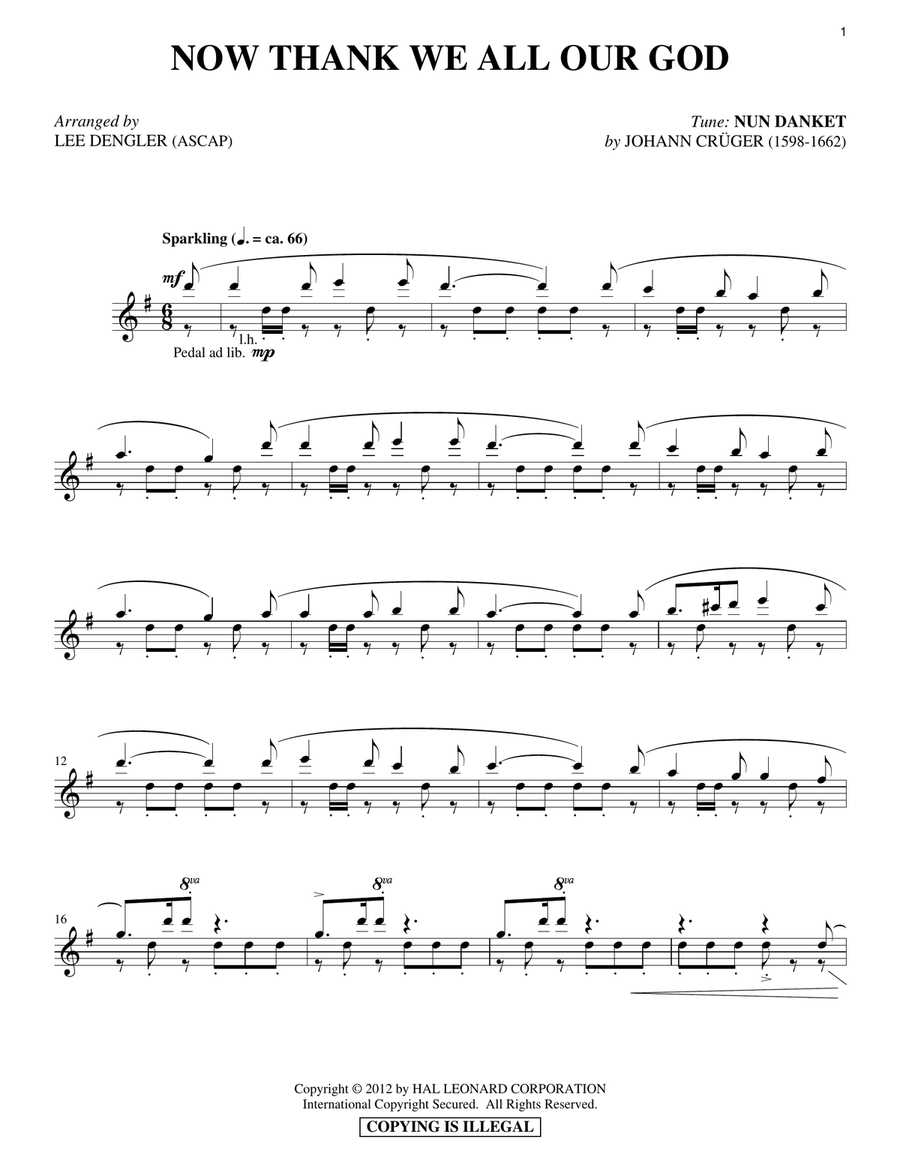 Now Thank We All Our God Piano Solo scores gallery preview page 1